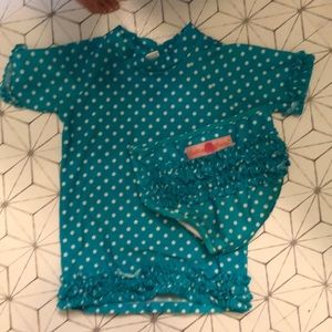 Rufflebutts  kids baiting suit teal. Size 4t